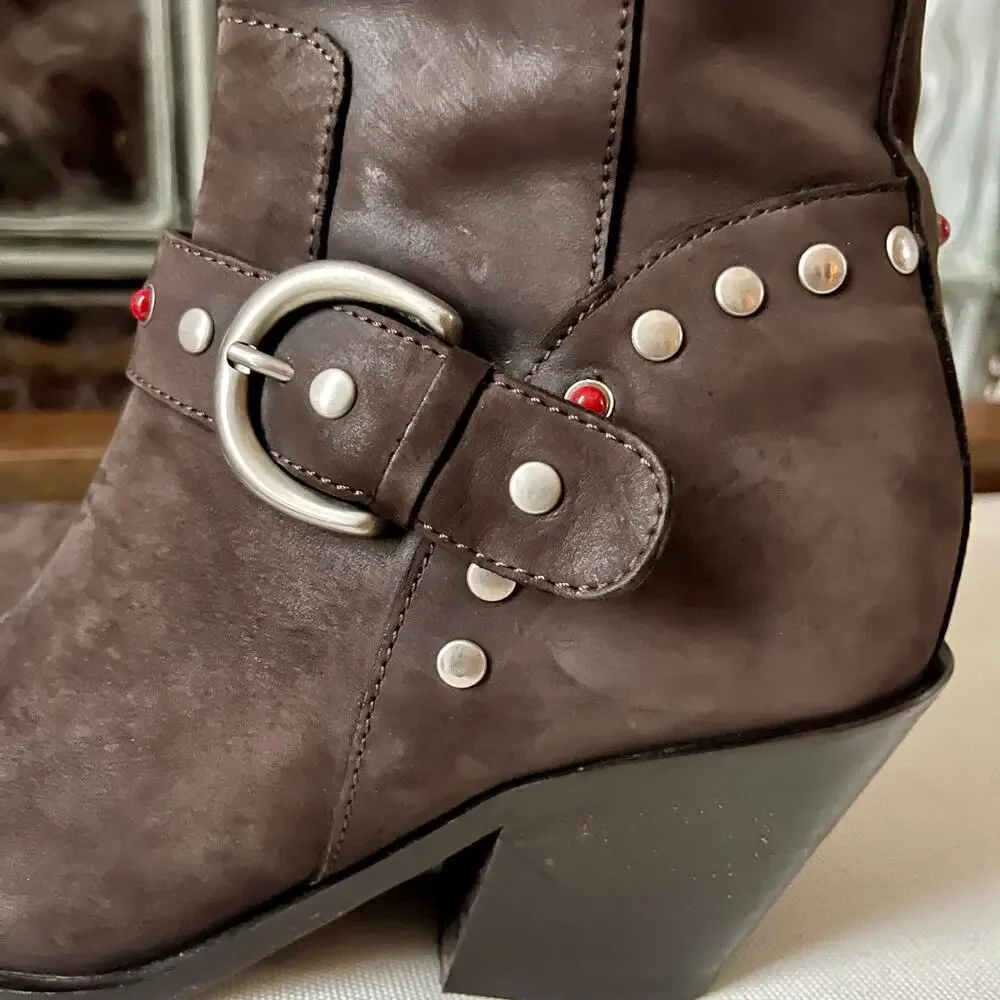 Donald J Pliner Western Couture Collection Noel Brown Boots 6.5 - Picture 3 of 10